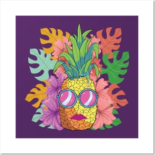 tropical pineapple art Posters and Art